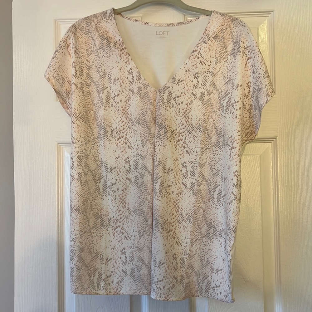 LOFT Pink Snakeskin Print Top Size Small